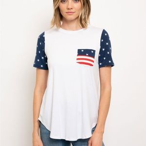 WOMEN'S FLAG PATRIOTIC POCKET TUNIC TOP